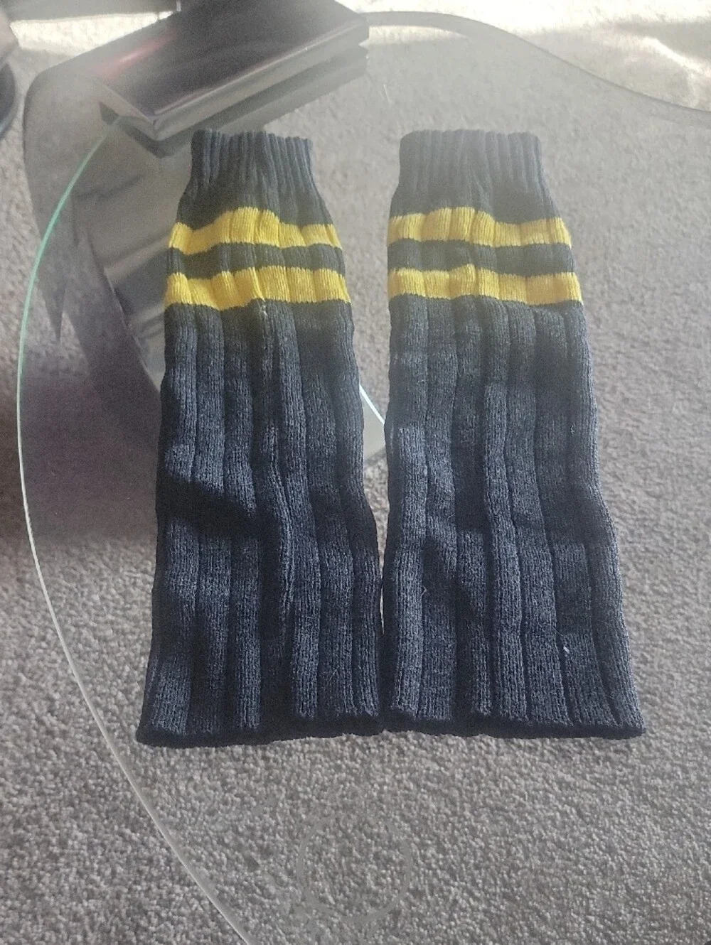 Steve Madden Leg Warmers Black with Yellow Stripe Accents